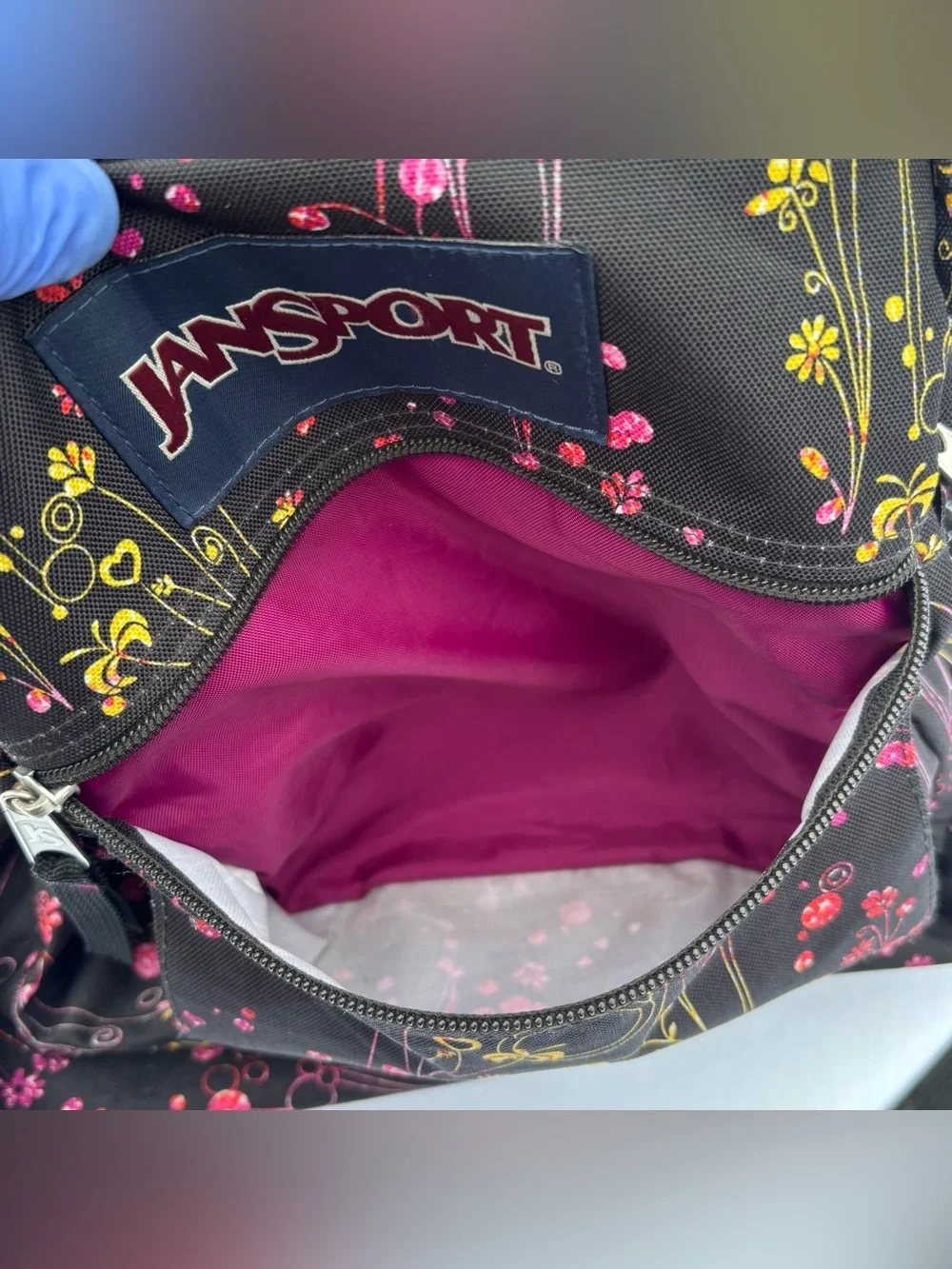JanSport Big Student Backpack Black Y2K Colorful Floral Whimsical Indie School